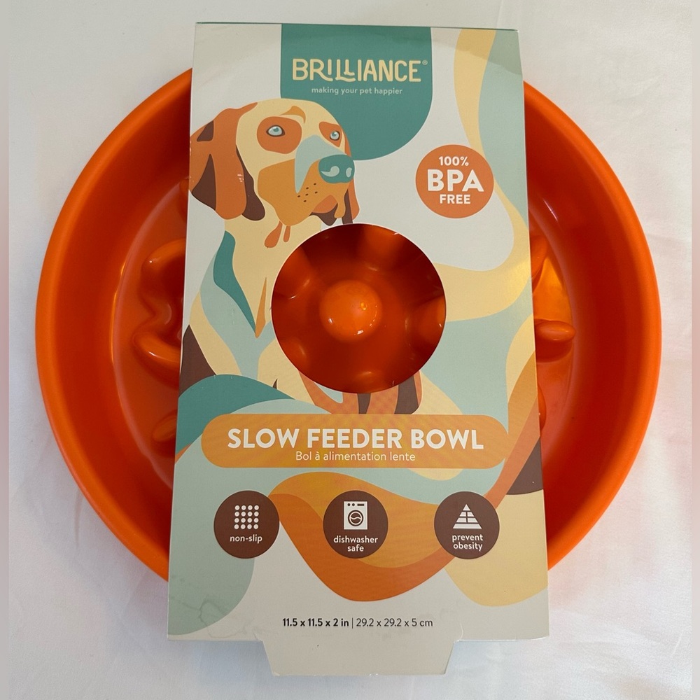 Brilliance Orange Slow Feeder Dog Bowl